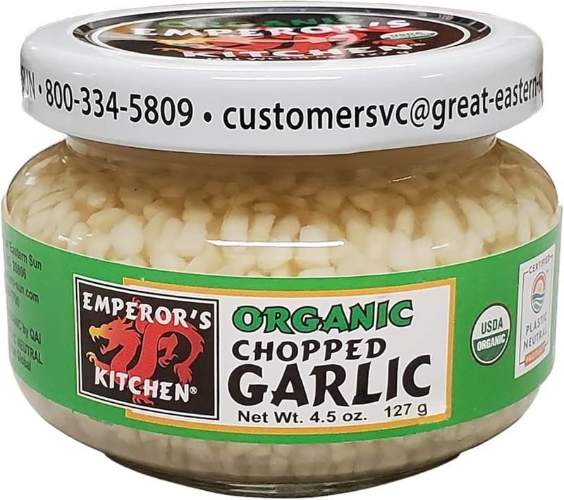 Minced garlic in a jar