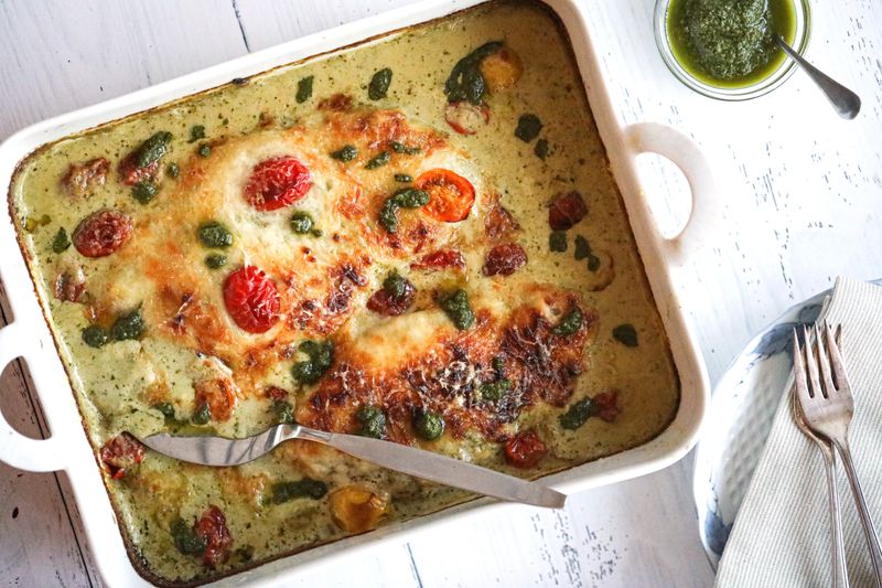 Creamy Pesto Chicken Bake