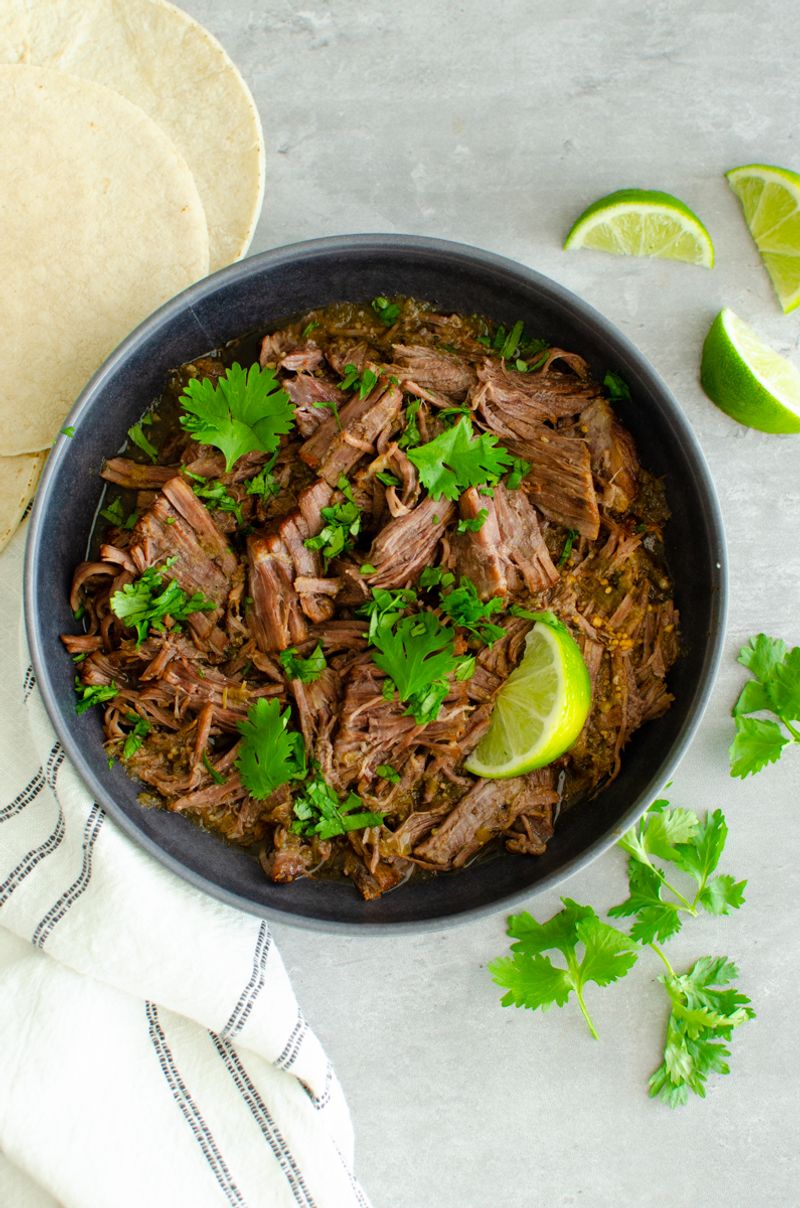 Slow Cooker Salsa Verde Shredded Beef Bowls