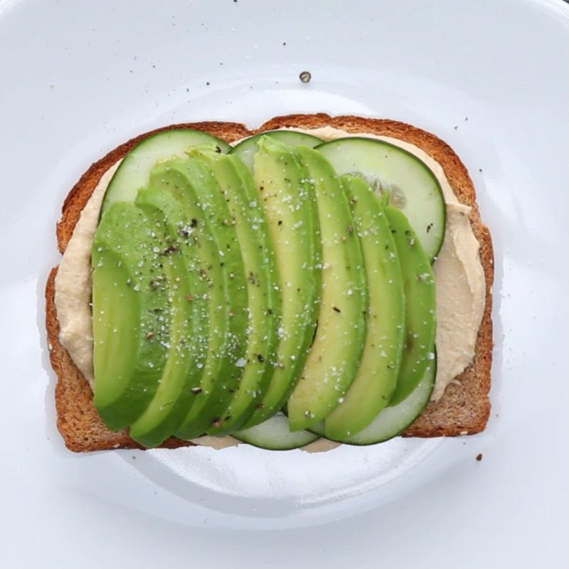 Hummus toast with cucumber