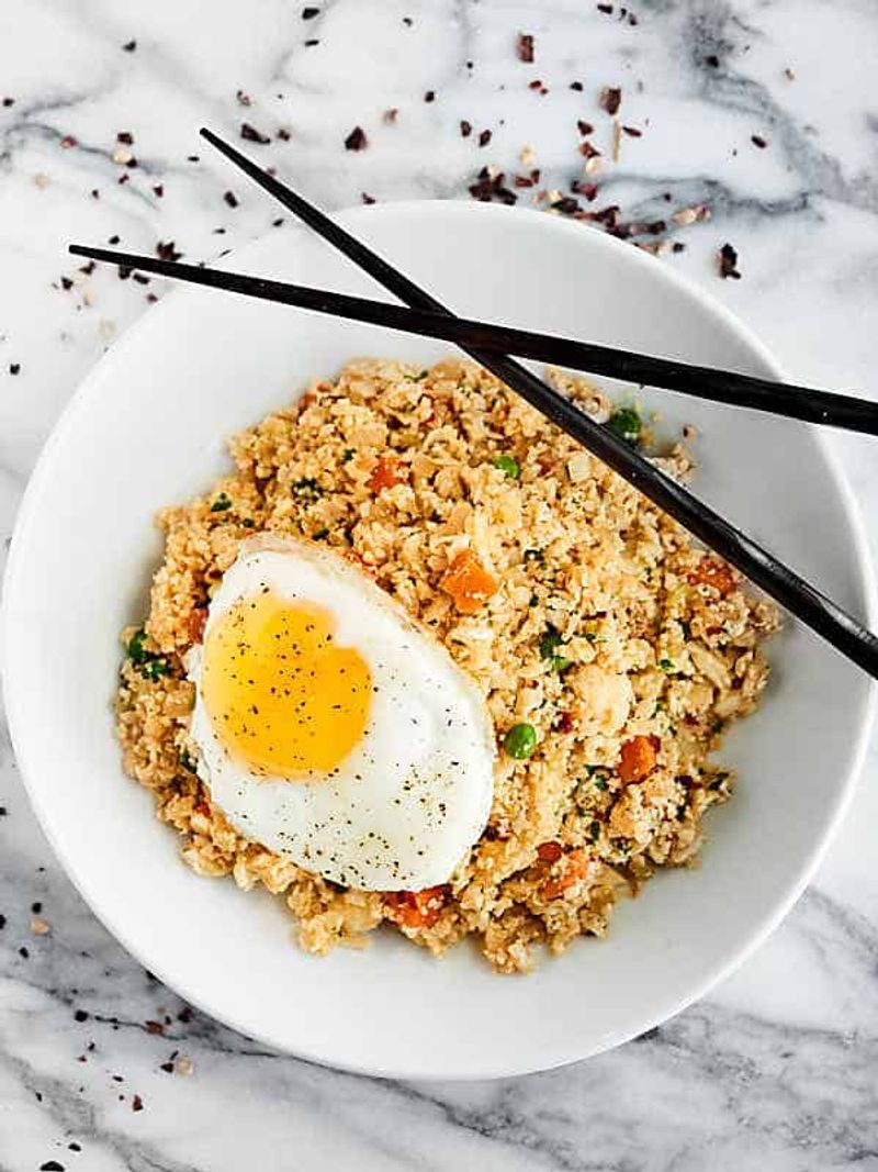 Cauliflower “Fried Rice” with Egg and Veggies