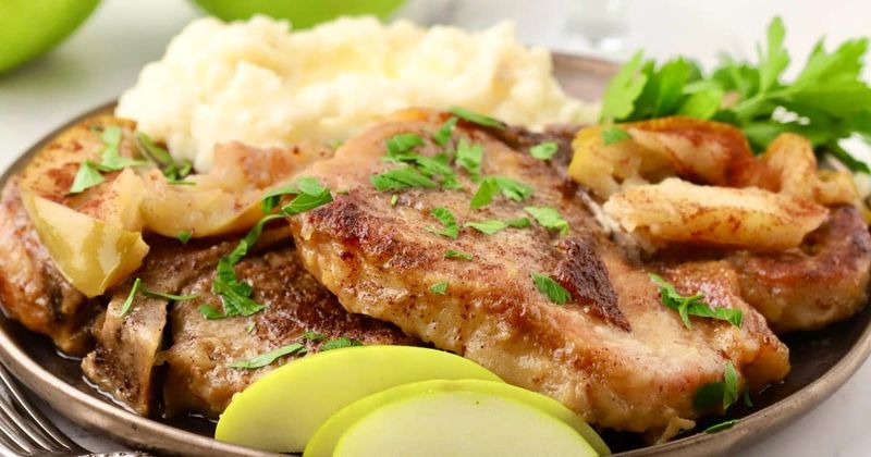 Pork Chops and Applesauce Plates