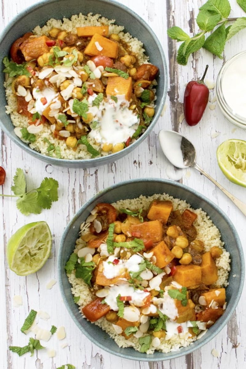 Harissa Chickpea Sweet Potato Bowls