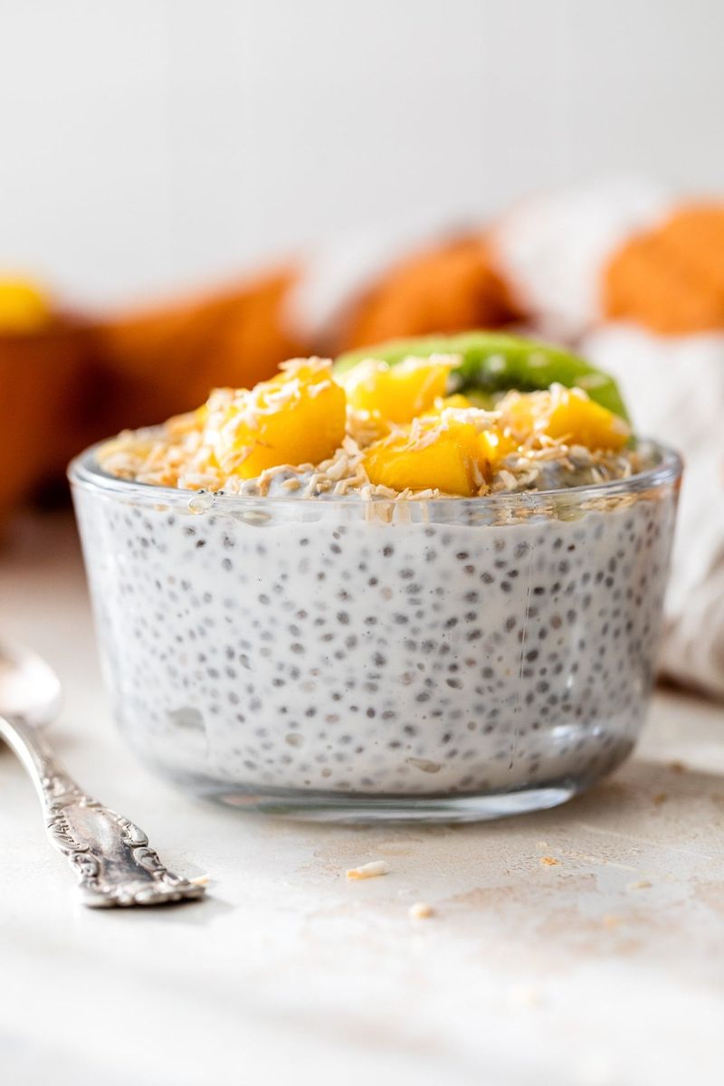 Chia pudding with milk and yogurt