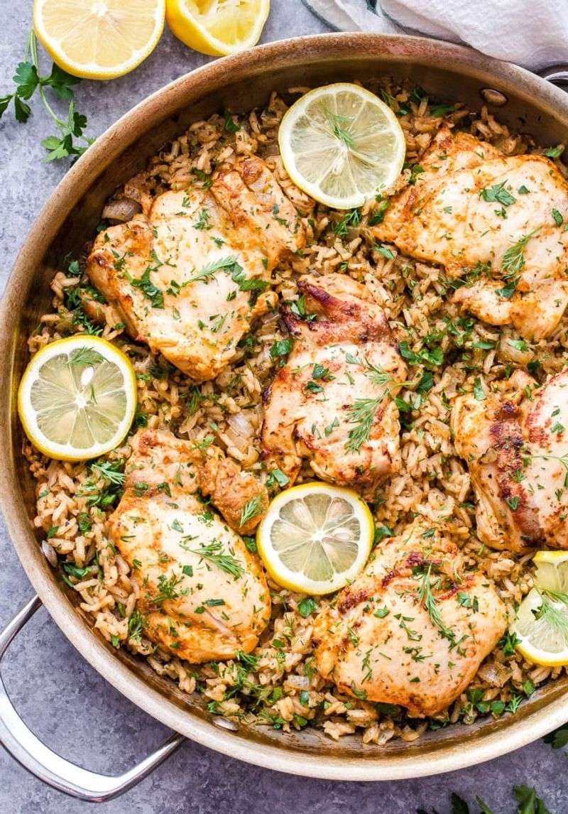 One Pan Greek Lemon Chicken and Rice