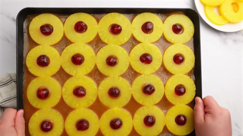 Pineapple Upside Down Sheet Cake