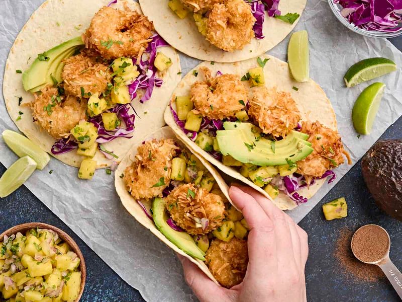 Coconut-Crusted Shrimp Tacos With Pineapple Salsa