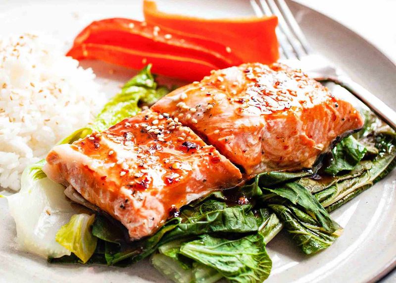 Ginger-Soy Salmon with Steamed Greens
