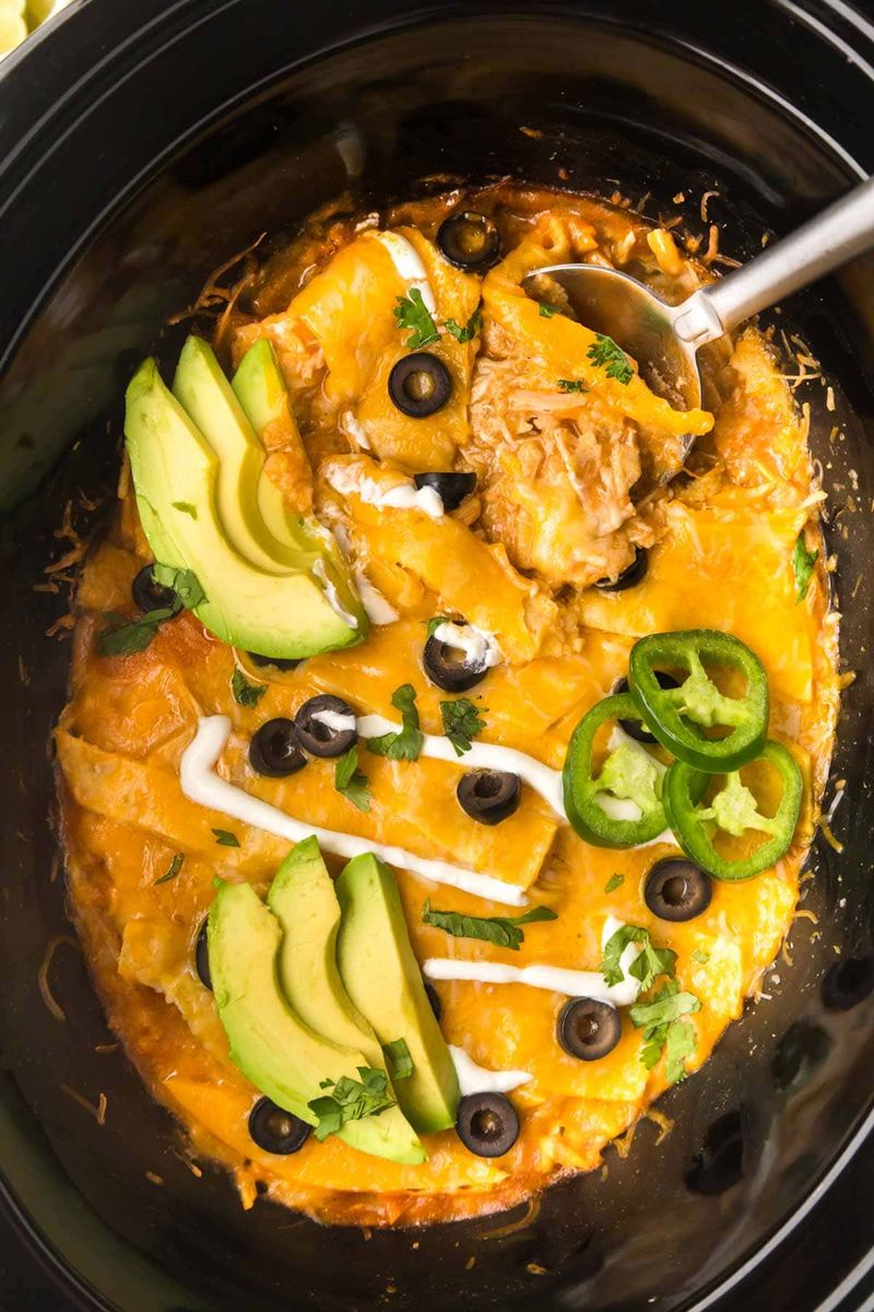 Crockpot Chicken Enchilada Casserole