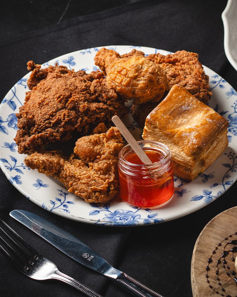 Biscuits with fast-food chicken