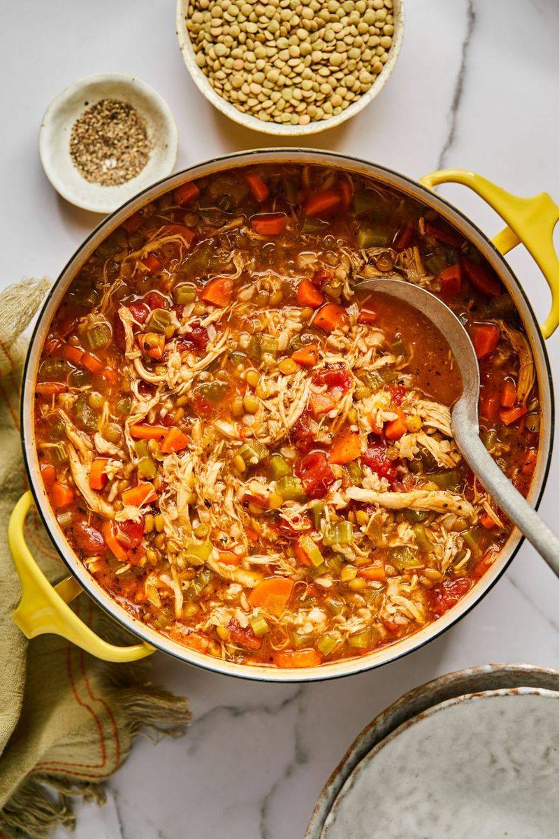 Big Pot of Soup With Bread