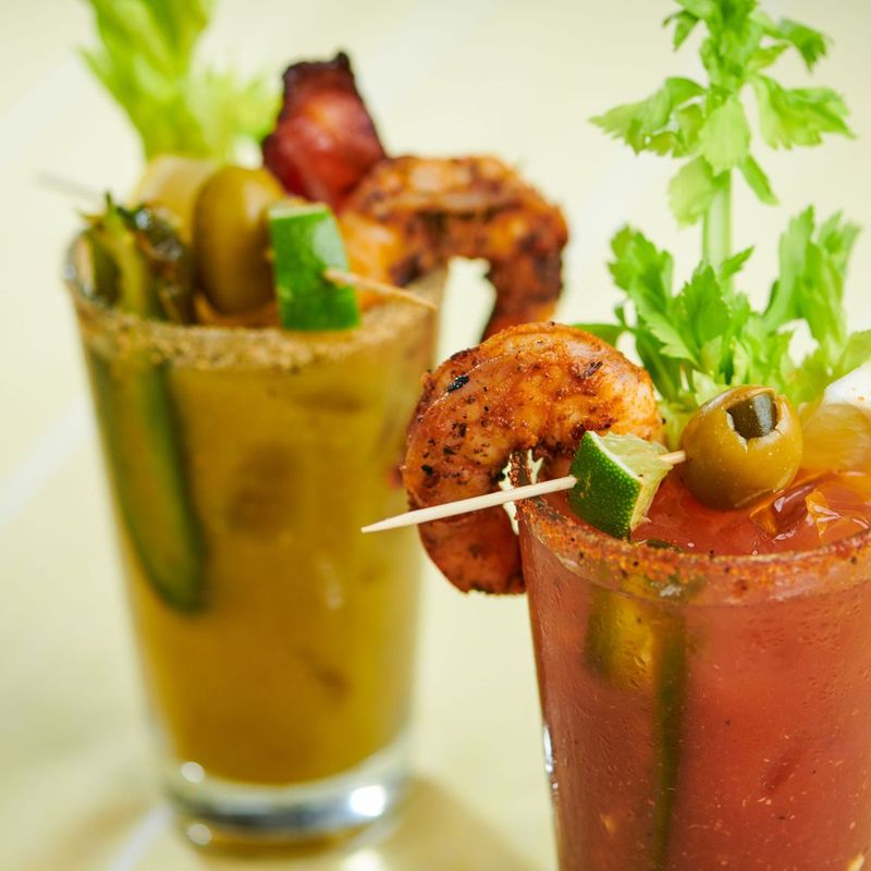 Shrimp and Grits with a Bloody Mary (Nevada)