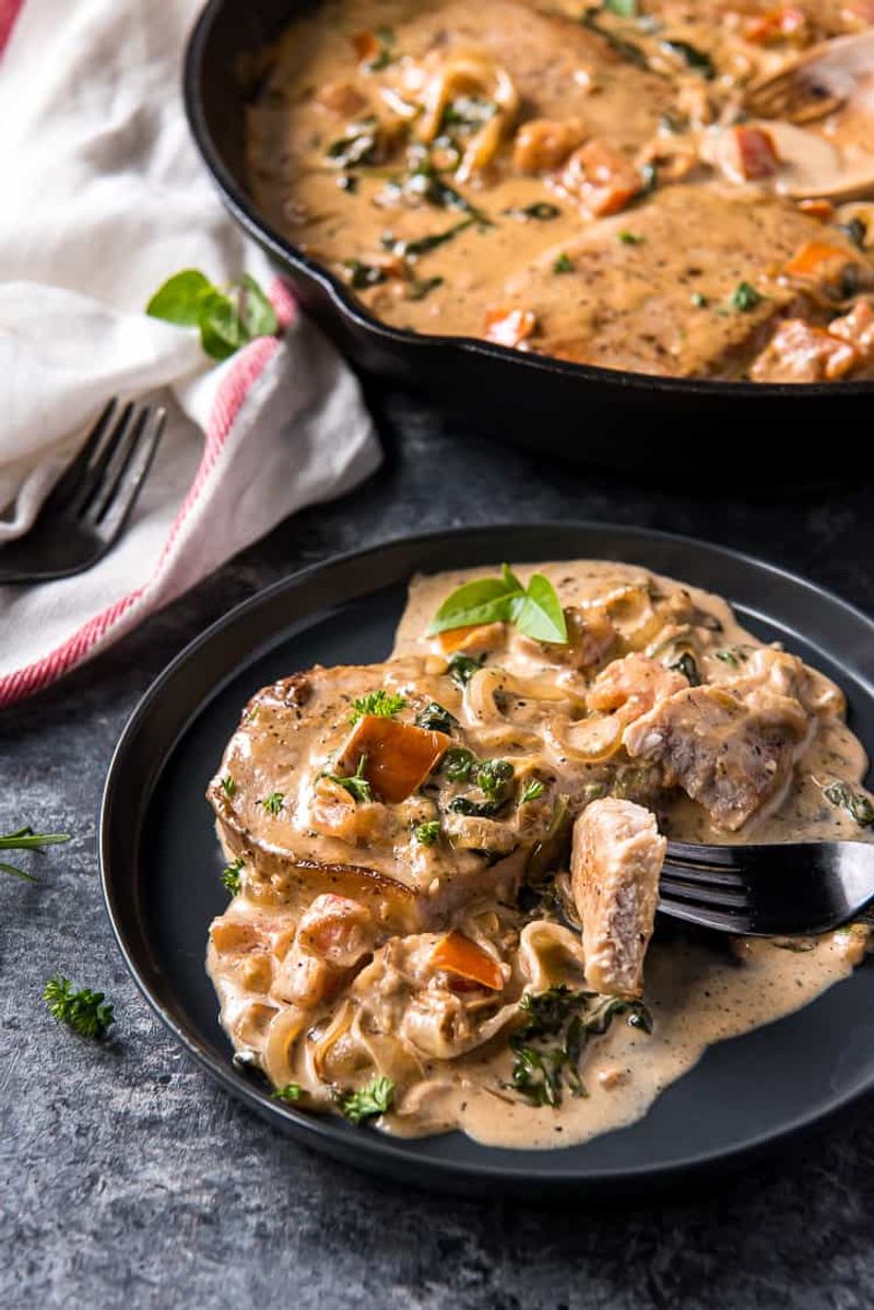 Tuscan Cream Sun Dried Tomato Pork Chops