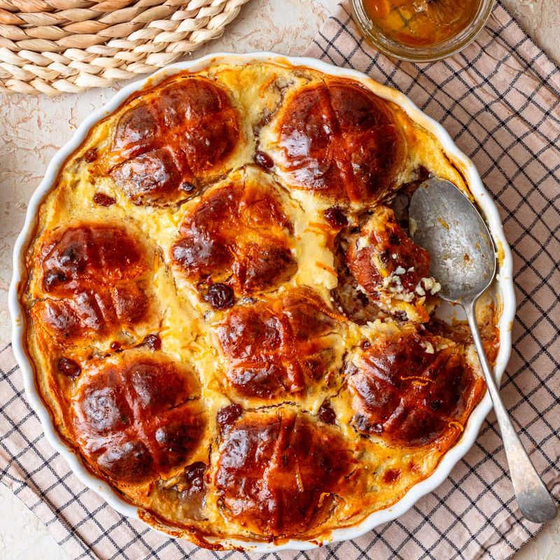 Hot Cross Bun Bread Pudding