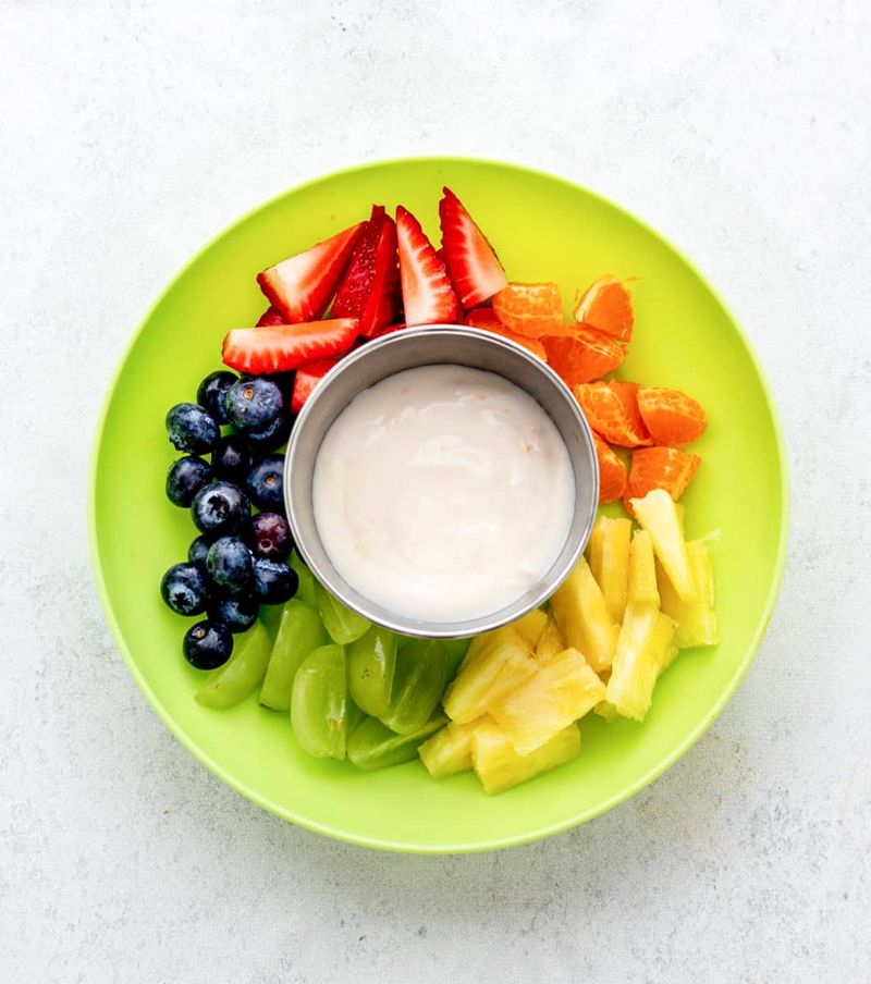 Coconut yogurt dip with fruit