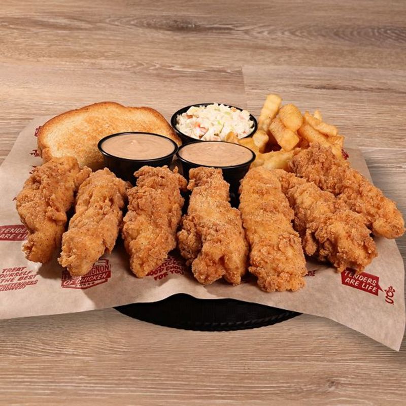 “Hand-breaded” restaurant tenders