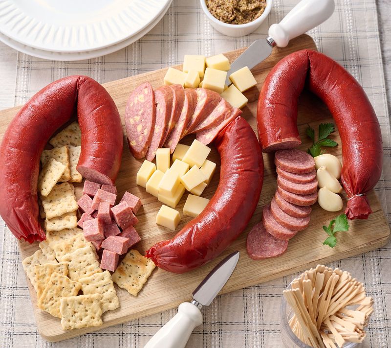 Ring Bologna, Cheese Cubes, and Mustard Trays