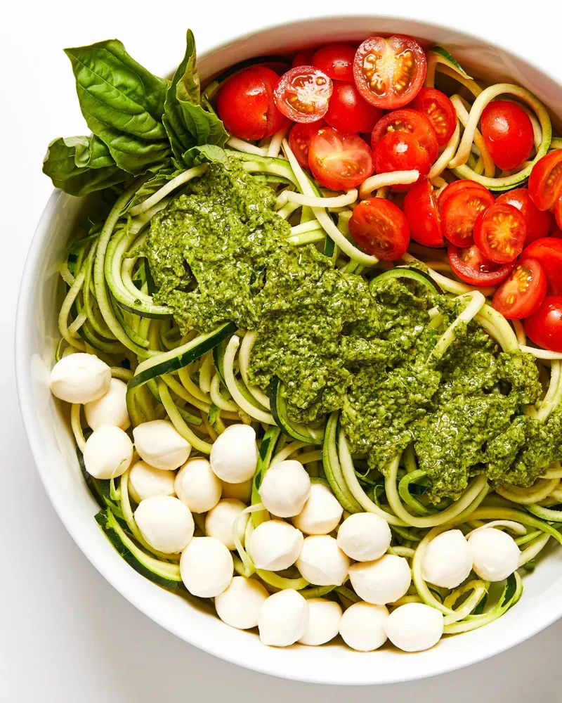 Mozzarella Pesto Zoodle Salad