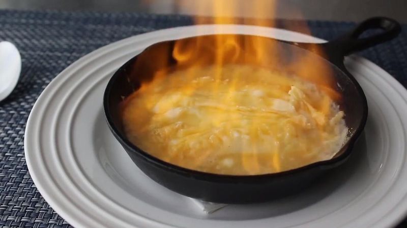 Saganaki (Flaming Greek Cheese from Greektown Detroit)