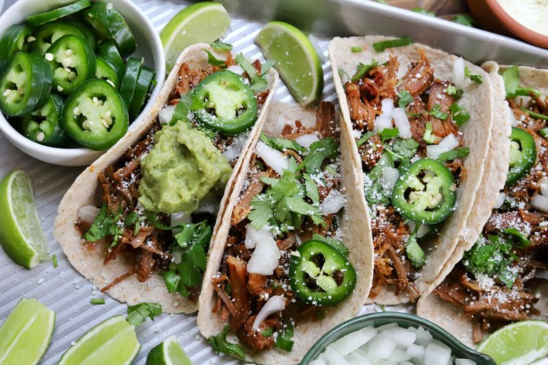 Carnitas Tacos With Verde Salsa and Slaw
