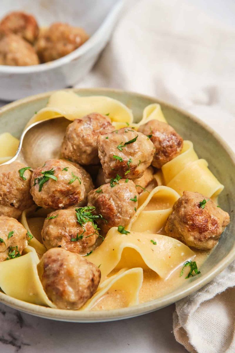 Swedish Meatballs over Noodles