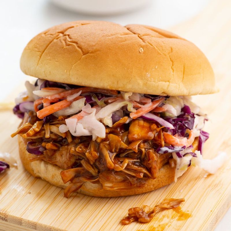 BBQ Pulled Jackfruit and Cabbage Sandwiches