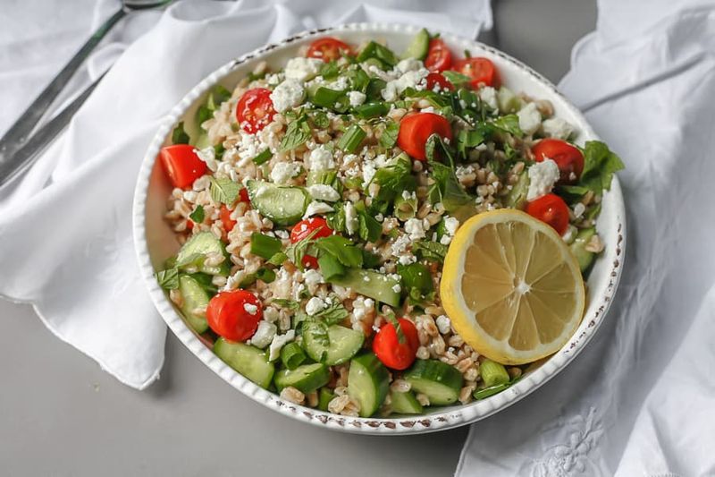 Greek Farro Salad With Feta and Cucumber