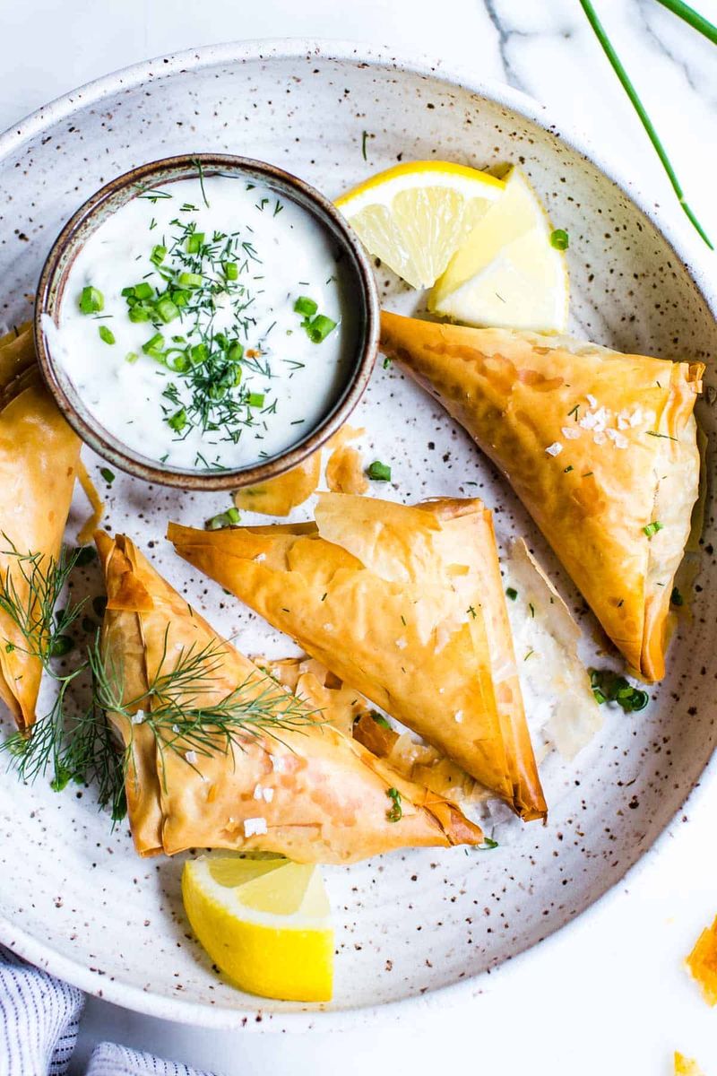 Baked Spinach Feta Triangles