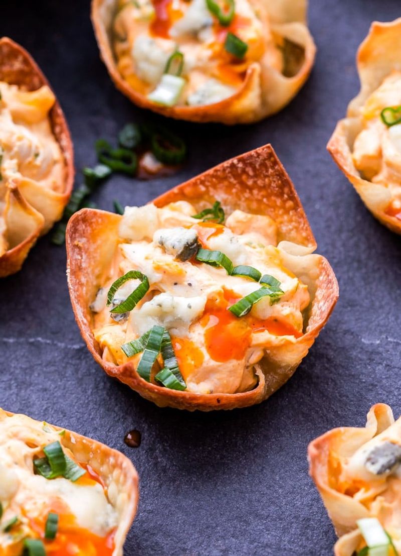 Buffalo Chicken Tortilla Cups