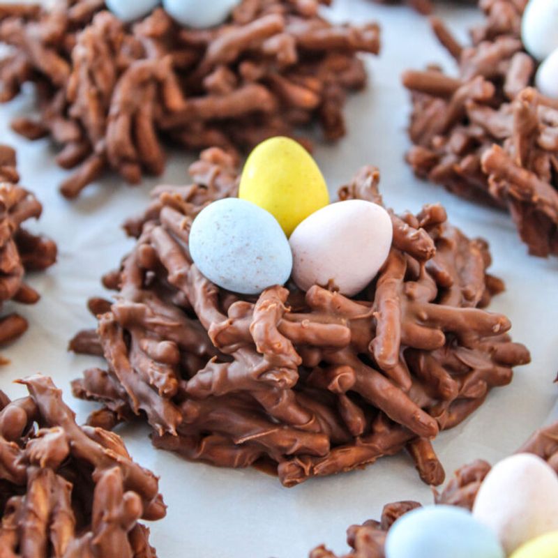 Chocolate Bird’s Nest No-Bake Cookies