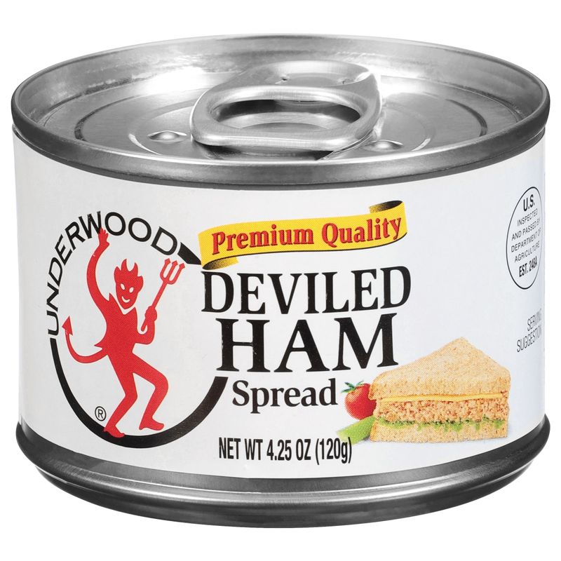 Canned deviled ham in little metal cans