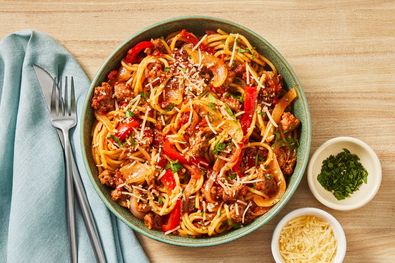 Spaghetti with Sausage and Peppers
