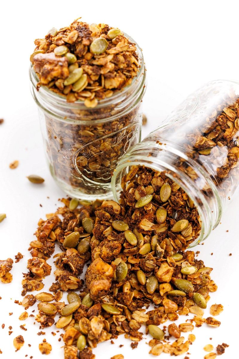 High protein granola (nut and seed heavy)