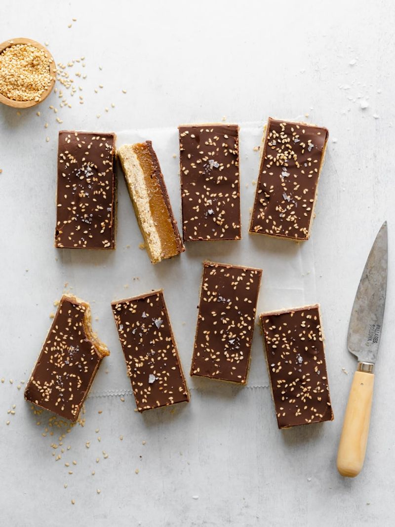 Tahini Date Caramel Millionaire Bars