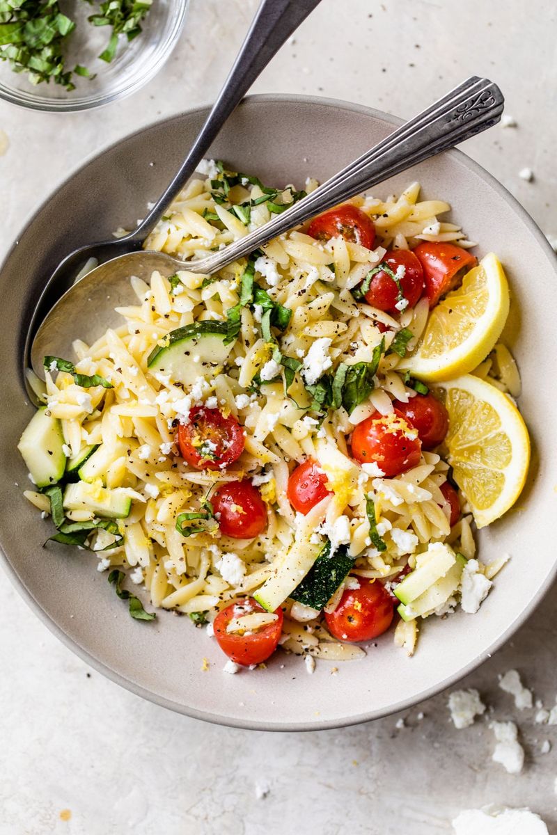Lemon Herb Orzo With Feta