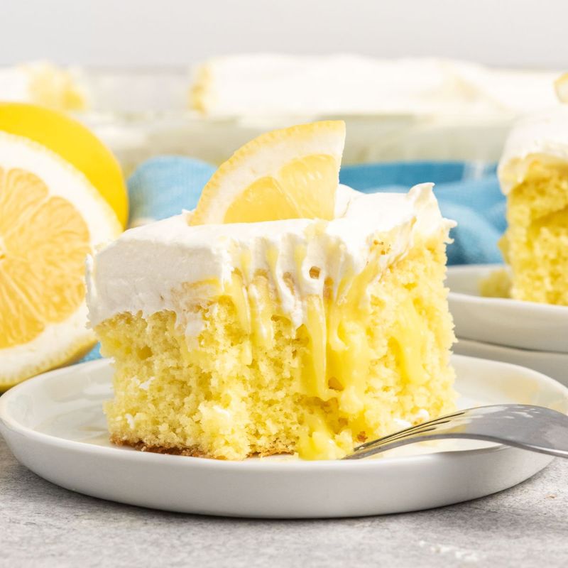 Lemon Poke Cake With Lemon Pudding