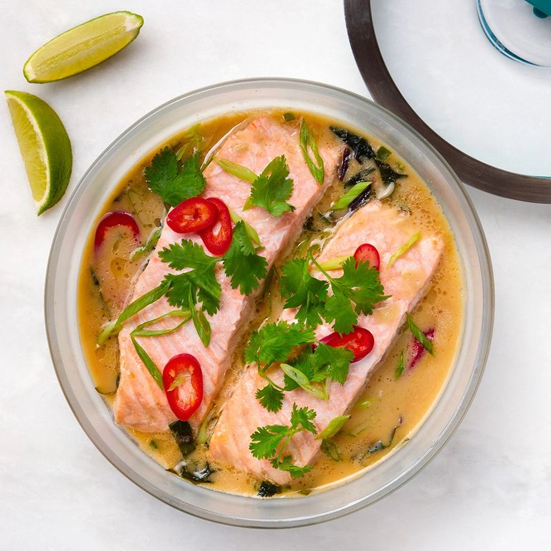 Coconut Lime Poached Salmon