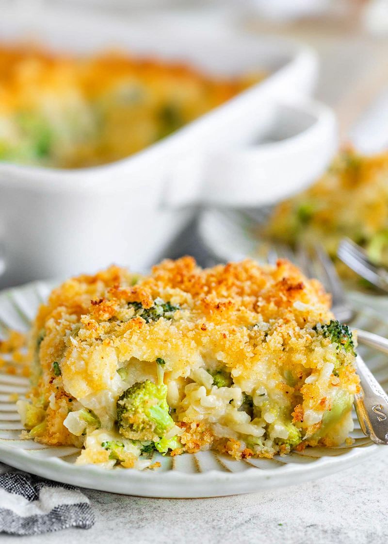 Broccoli Cheddar Rice Bake
