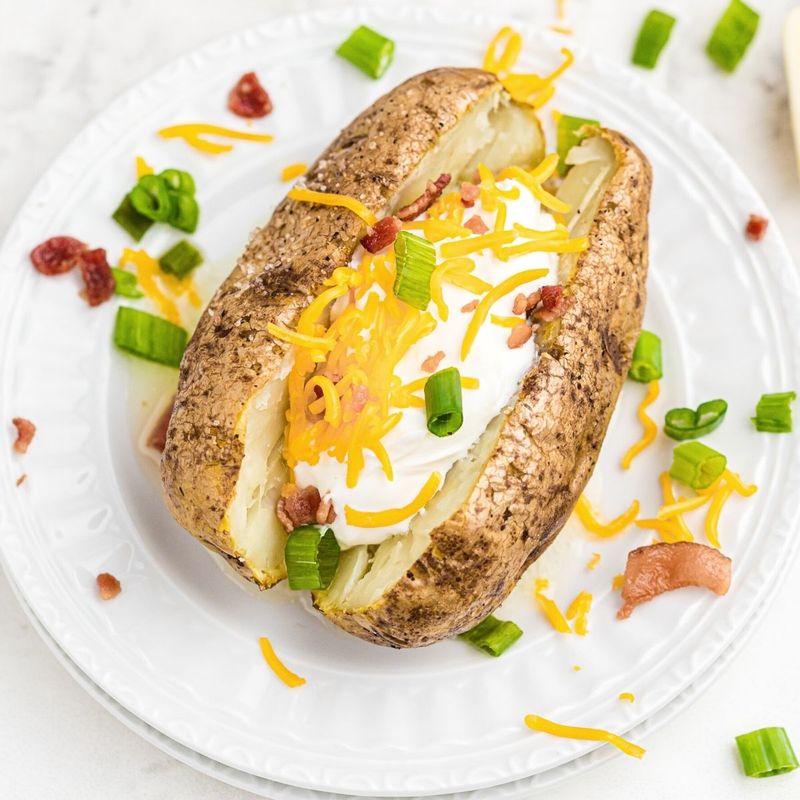 Baked Potato Light Loaded with Greek Yogurt and Turkey