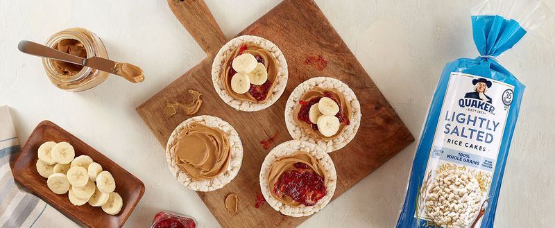 Rice Cake Stack With Peanut Butter And Jam