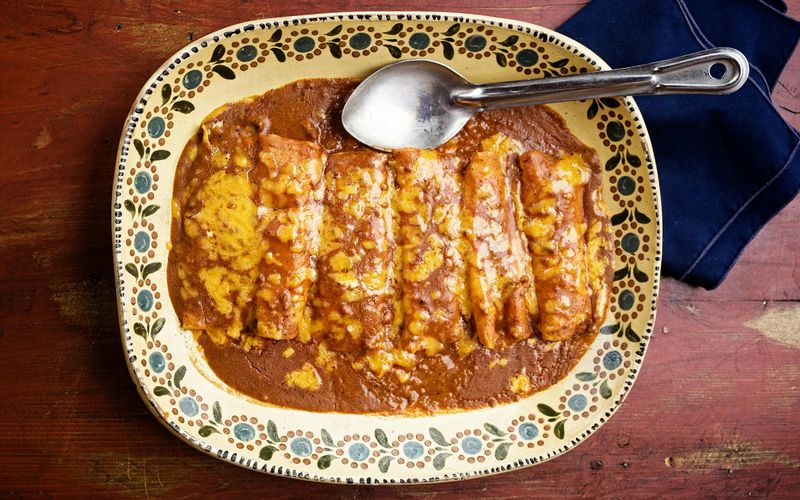 Houston: Tex-Mex enchiladas (chili gravy style)