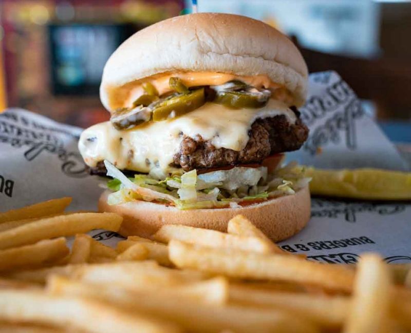 North Dakota - Sickies Garage Glazed Doughnut Burger with Waffle Fries