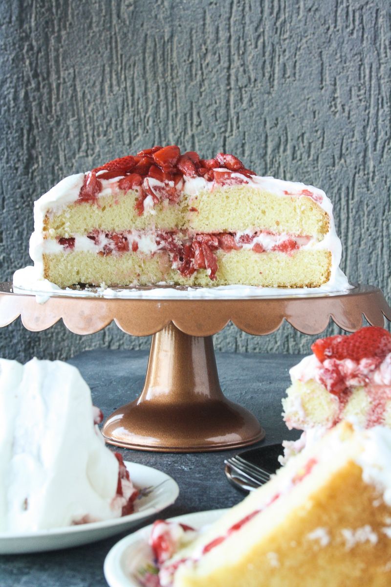 Roasted Strawberry Balsamic Cake