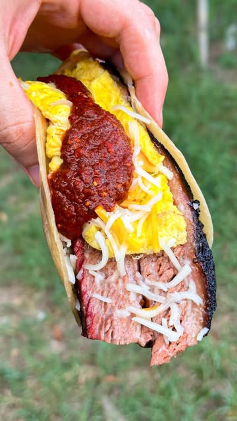 Brisket breakfast tacos