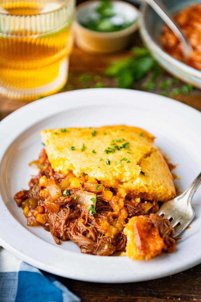 BBQ Pulled Pork Cornbread Casserole