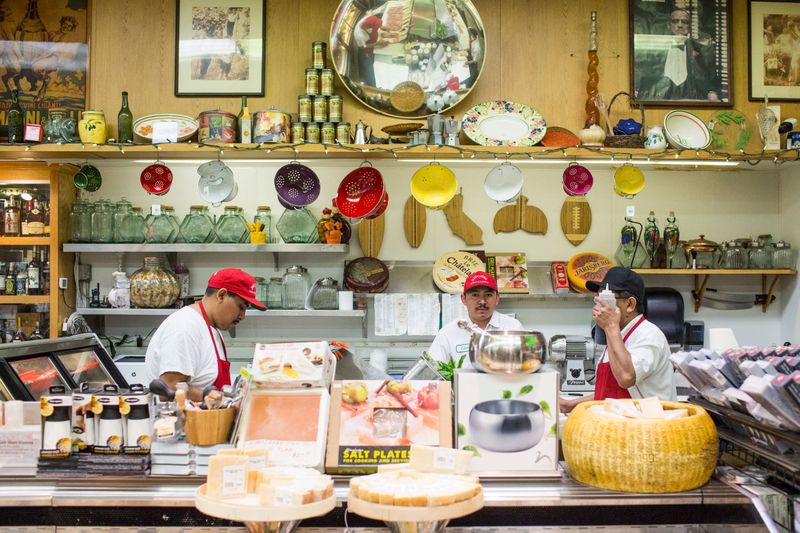 The Italian market café in the back of a deli