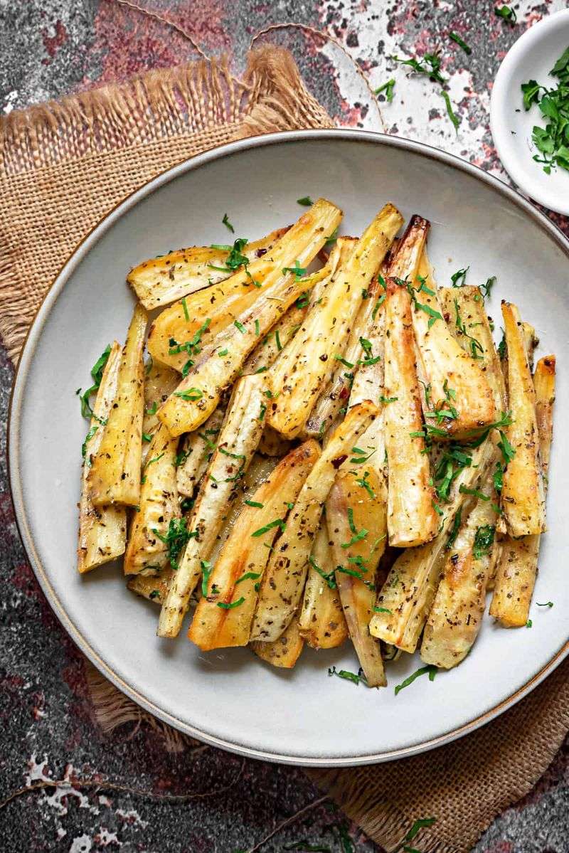 Garlic Herb Roasted Parsnips