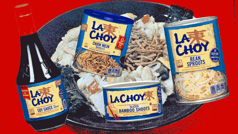 Canned chow mein with crunchy noodles