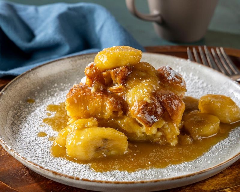 Louisiana Bread Pudding With Rum Banana Sauce