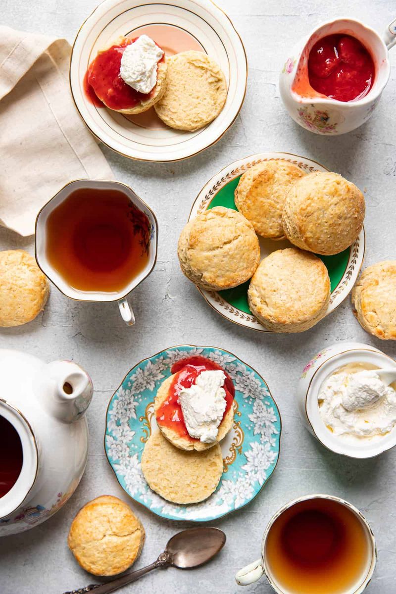Warm Scones With Butter and Tea